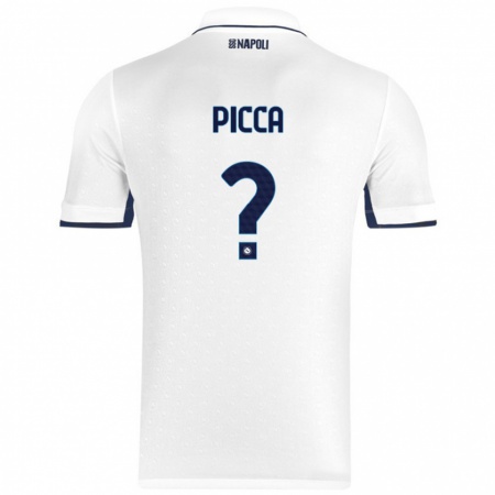 Kandiny Uomo Maglia Luigi Picca #0 Bianco Blu Reale Kit Gara Away 2024/25 Maglietta