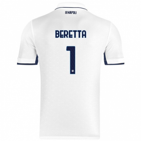 Kandiny Uomo Maglia Beatrice Beretta #1 Bianco Blu Reale Kit Gara Away 2024/25 Maglietta