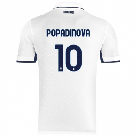 Kandiny Heren Evdokiya Popadinova #10 Wit Koningsblauw Uitshirt Uittenue 2024/25 T-Shirt