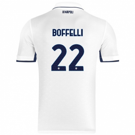 Kandiny Heren Valerio Boffelli #22 Wit Koningsblauw Uitshirt Uittenue 2024/25 T-Shirt