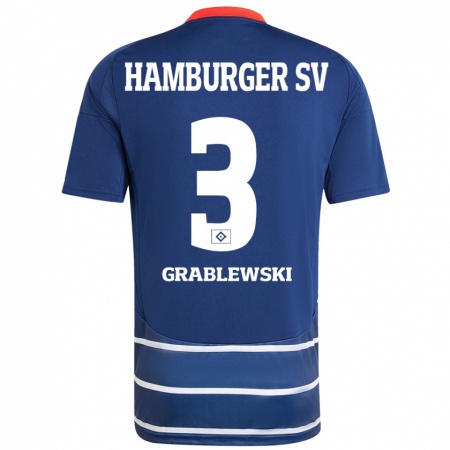 Kandiny Heren Max Grablewski #3 Donkerblauw Uitshirt Uittenue 2024/25 T-Shirt