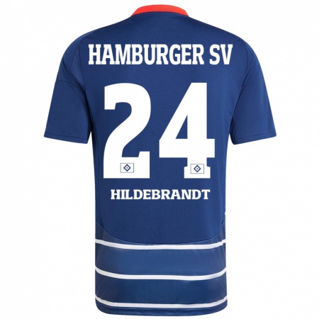 Kandiny Heren Tjark Hildebrandt #24 Donkerblauw Uitshirt Uittenue 2024/25 T-Shirt