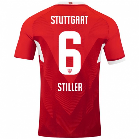 Kandiny Heren Angelo Stiller #6 Rood Wit Uitshirt Uittenue 2024/25 T-Shirt