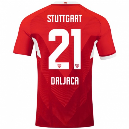 Kandiny Heren Stefan Drljaca #21 Rood Wit Uitshirt Uittenue 2024/25 T-Shirt