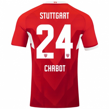 Kandiny Heren Jeff Chabot #24 Rood Wit Uitshirt Uittenue 2024/25 T-Shirt