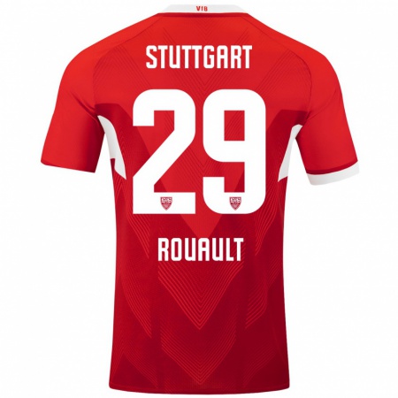 Kandiny Heren Anthony Rouault #29 Rood Wit Uitshirt Uittenue 2024/25 T-Shirt