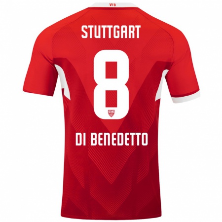 Kandiny Heren Samuele Di Benedetto #8 Rood Wit Uitshirt Uittenue 2024/25 T-Shirt