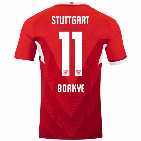 Kandiny Heren Benjamin Boakye #11 Rood Wit Uitshirt Uittenue 2024/25 T-Shirt