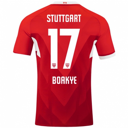 Kandiny Heren Maurice Boakye #17 Rood Wit Uitshirt Uittenue 2024/25 T-Shirt