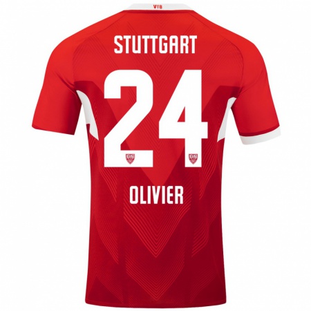 Kandiny Heren Christopher Olivier #24 Rood Wit Uitshirt Uittenue 2024/25 T-Shirt