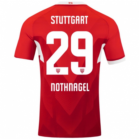 Kandiny Heren Dominik Nothnagel #29 Rood Wit Uitshirt Uittenue 2024/25 T-Shirt