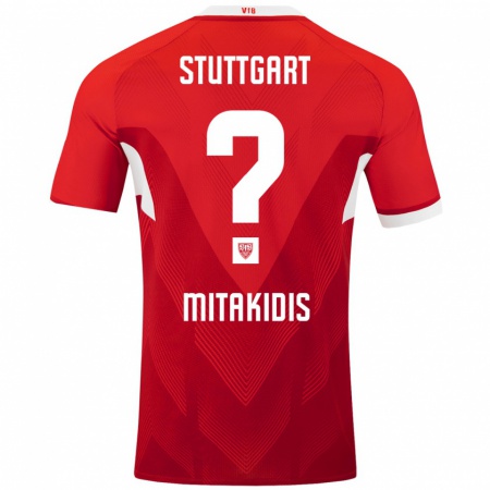 Kandiny Heren Dimitrios Mitakidis #0 Rood Wit Uitshirt Uittenue 2024/25 T-Shirt