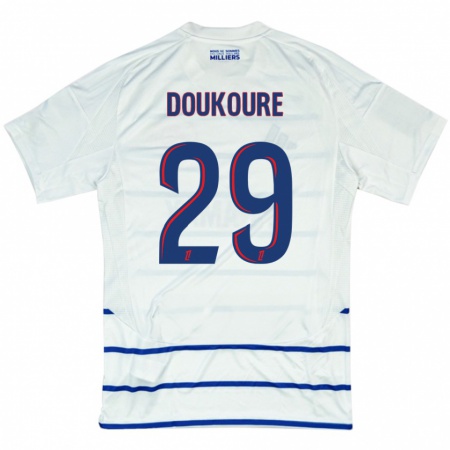 Kandiny Heren Ismaël Doukouré #29 Wit Blauw Uitshirt Uittenue 2024/25 T-Shirt