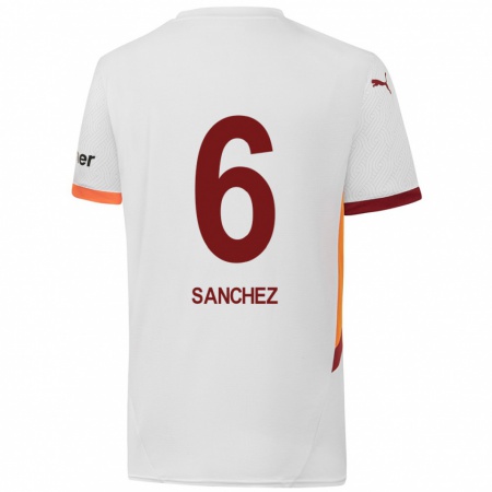 Kandiny Heren Davinson Sánchez #6 Wit Geel Rood Uitshirt Uittenue 2024/25 T-Shirt