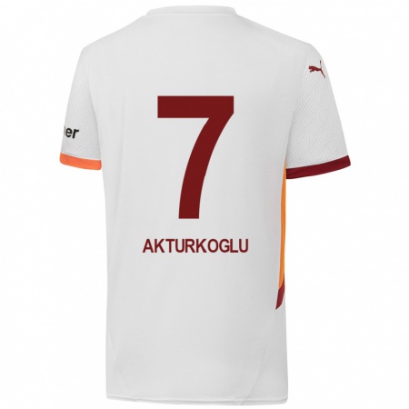 Kandiny Heren Kerem Aktürkoğlu #7 Wit Geel Rood Uitshirt Uittenue 2024/25 T-Shirt