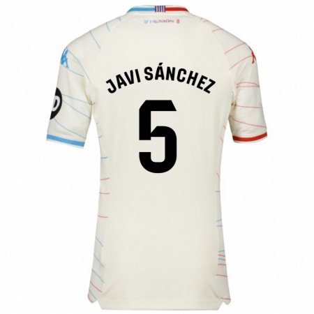 Kandiny Herren Javi Sánchez #5 Weiß Rot Blau Auswärtstrikot Trikot 2024/25 T-Shirt Österreich