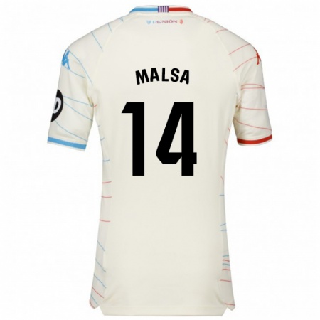 Kandiny Uomo Maglia Mickaël Malsa #14 Bianco Rosso Blu Kit Gara Away 2024/25 Maglietta