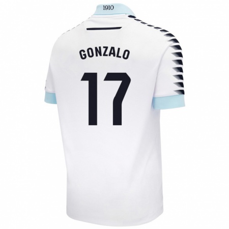 Kandiny Heren Gonzalo Escalante #17 Wit Blauw Uitshirt Uittenue 2024/25 T-Shirt