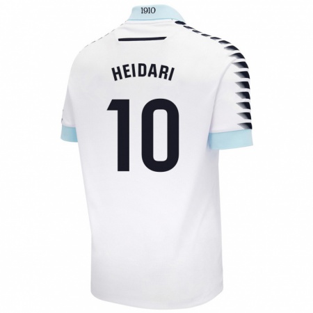 Kandiny Heren Arman Heidari #10 Wit Blauw Uitshirt Uittenue 2024/25 T-Shirt