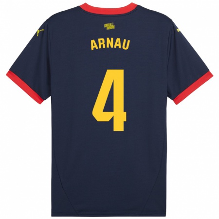 Kandiny Uomo Maglia Arnau Martínez #4 Rosso Navy Kit Gara Away 2024/25 Maglietta