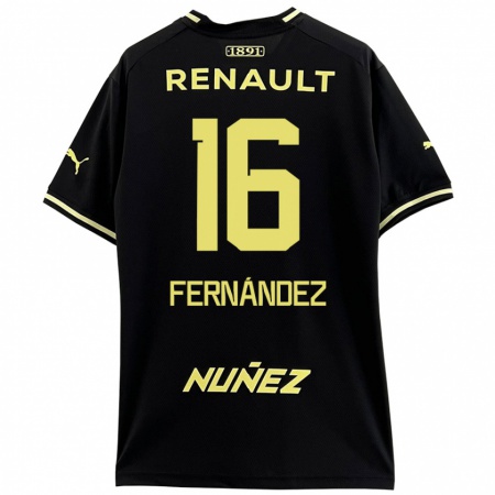 Kandiny Heren Adrián Fernández #16 Zwart Geel Uitshirt Uittenue 2024/25 T-Shirt