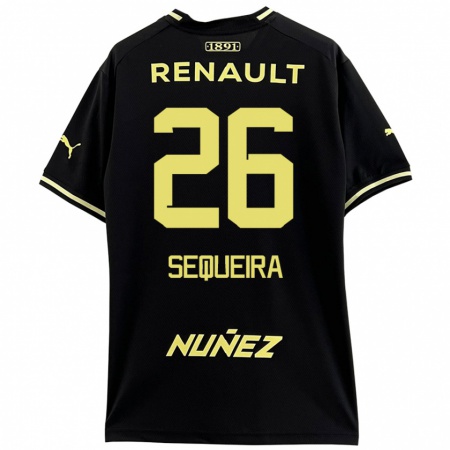 Kandiny Uomo Maglia Leonardo Sequeira #26 Nero Giallo Kit Gara Away 2024/25 Maglietta