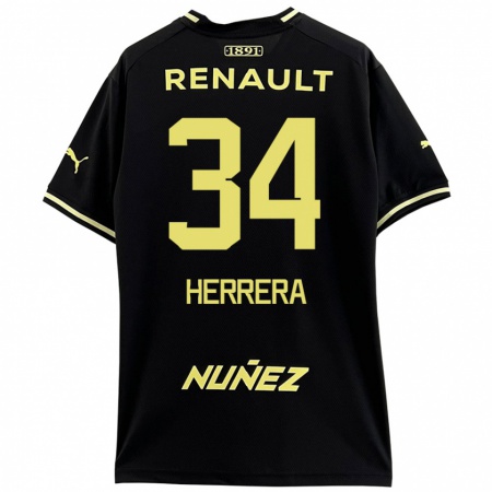 Kandiny Heren Nahuel Herrera #34 Zwart Geel Uitshirt Uittenue 2024/25 T-Shirt