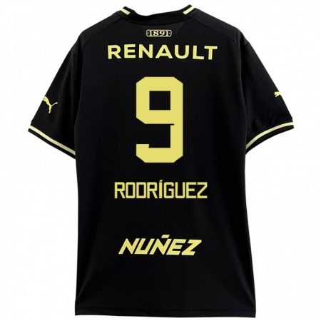 Kandiny Heren Agustín Rodríguez #9 Zwart Geel Uitshirt Uittenue 2024/25 T-Shirt