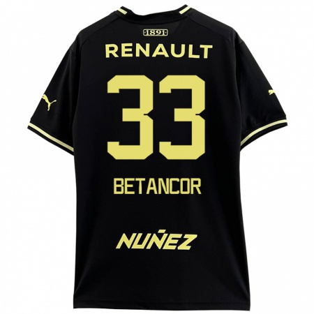 Kandiny Uomo Maglia Bruno Betancor #33 Nero Giallo Kit Gara Away 2024/25 Maglietta