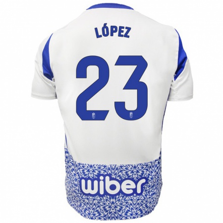 Kandiny Heren Diego López #23 Wit Blauw Uitshirt Uittenue 2024/25 T-Shirt