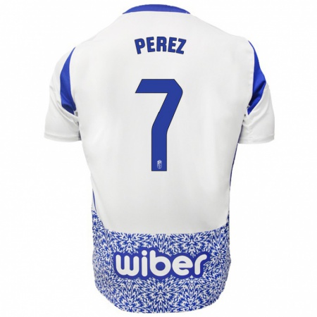 Kandiny Uomo Maglia Laura Pérez #7 Bianco Blu Kit Gara Away 2024/25 Maglietta