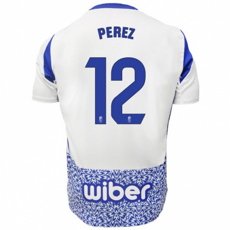 Kandiny Heren Alba Pérez #12 Wit Blauw Uitshirt Uittenue 2024/25 T-Shirt