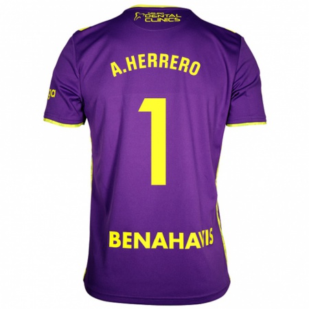 Kandiny Heren Alfonso Herrero #1 Paars Geel Uitshirt Uittenue 2024/25 T-Shirt