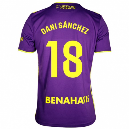 Kandiny Heren Dani Sánchez #18 Paars Geel Uitshirt Uittenue 2024/25 T-Shirt