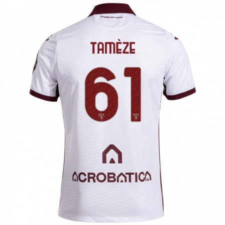 Kandiny Herren Adrien Tamèze #61 Weiß Kastanienbraun Auswärtstrikot Trikot 2024/25 T-Shirt Österreich