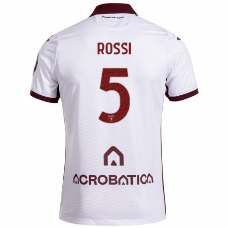 Kandiny Heren Simone Rossi #5 Wit Kastanjebruin Uitshirt Uittenue 2024/25 T-Shirt