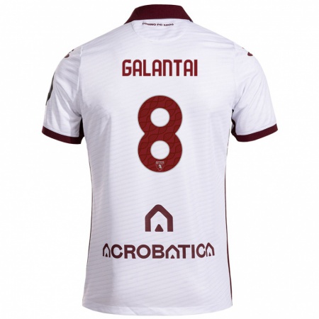 Kandiny Uomo Maglia Tamás Galántai #8 Bianco Marrone Kit Gara Away 2024/25 Maglietta