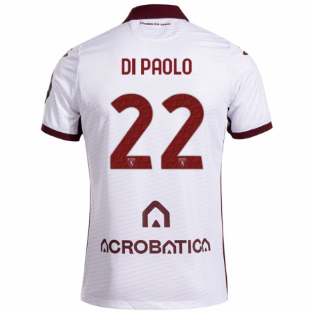 Kandiny Heren Sebastiano Di Paolo #22 Wit Kastanjebruin Uitshirt Uittenue 2024/25 T-Shirt