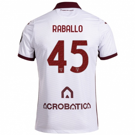 Kandiny Heren Alessio Raballo #45 Wit Kastanjebruin Uitshirt Uittenue 2024/25 T-Shirt