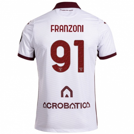 Kandiny Heren Nicolò Franzoni #91 Wit Kastanjebruin Uitshirt Uittenue 2024/25 T-Shirt