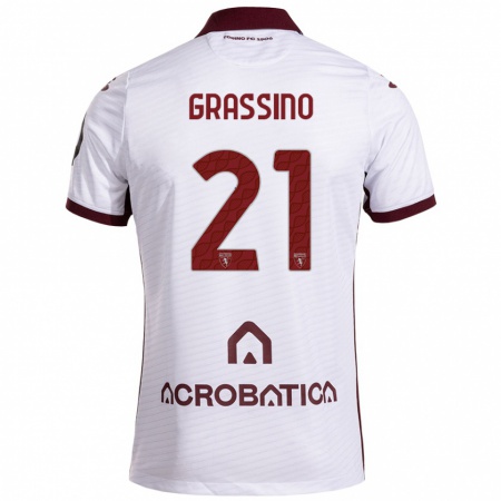 Kandiny Heren Giulia Grassino #21 Wit Kastanjebruin Uitshirt Uittenue 2024/25 T-Shirt