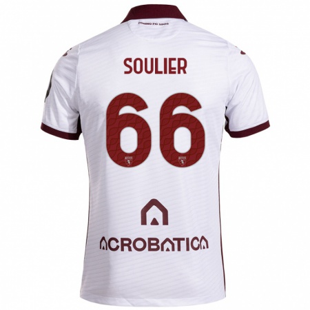 Kandiny Uomo Maglia Evan Soulier #66 Bianco Marrone Kit Gara Away 2024/25 Maglietta