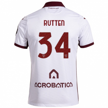 Kandiny Heren Jill Rutten #34 Wit Kastanjebruin Uitshirt Uittenue 2024/25 T-Shirt