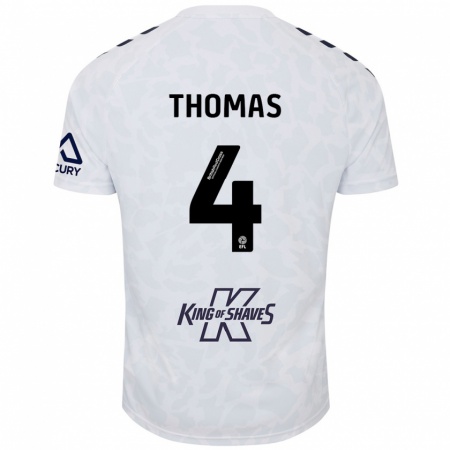 Kandiny Uomo Maglia Bobby Thomas #4 Bianco Kit Gara Away 2024/25 Maglietta