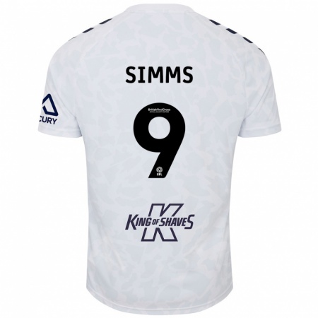 Kandiny Uomo Maglia Ellis Simms #9 Bianco Kit Gara Away 2024/25 Maglietta