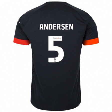 Kandiny Heren Mads Andersen #5 Zwart Oranje Uitshirt Uittenue 2024/25 T-Shirt