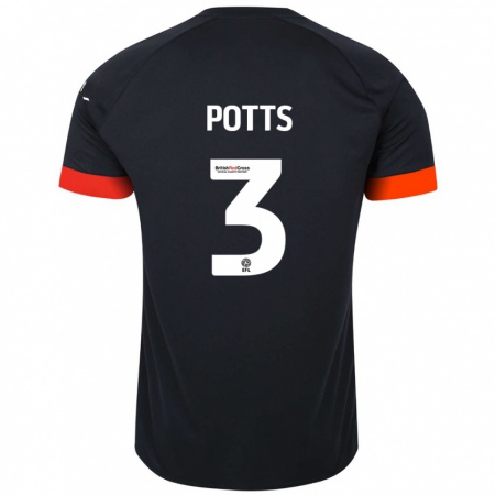 Kandiny Heren Dan Potts #3 Zwart Oranje Uitshirt Uittenue 2024/25 T-Shirt