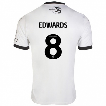 Kandiny Uomo Maglia Joe Edwards #8 Bianco Nero Kit Gara Away 2024/25 Maglietta