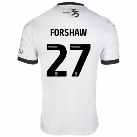 Kandiny Heren Adam Forshaw #27 Wit Zwart Uitshirt Uittenue 2024/25 T-Shirt