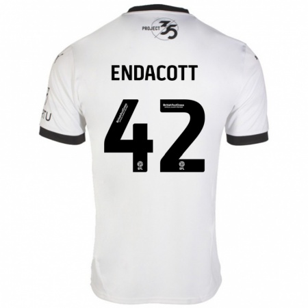 Kandiny Heren Jack Endacott #42 Wit Zwart Uitshirt Uittenue 2024/25 T-Shirt